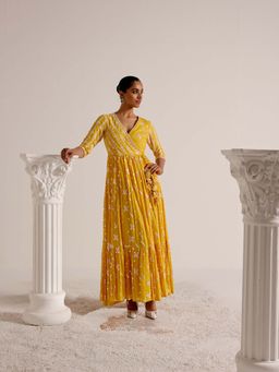 Preevin - Mango Sk Bk Angrakha With Embroidered Dupatta