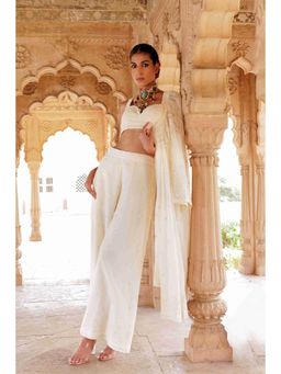 Preevin - Off White Tower Co-Ord Set With Embroidered Jacket