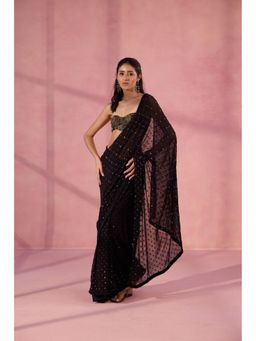 Old Marigold - Untamed Black Viscose Embellished Saree without Blouse