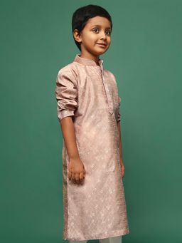 Sanwara - Deep Beige Silk Kurta Stylish Festive and Special Occasion Outfit for Boys