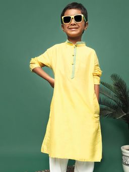 Sanwara - Silk Blend Yellow Kurta for Boys