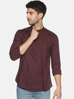 SHOWOFFFF - Mens Casual Brown Slim Fit Full Kurta