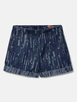 Belliskey - Womens Denim Blue Distressed Short