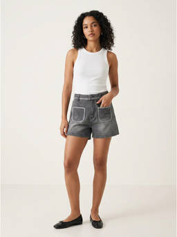 Belliskey - Womens Grey Denim Washed Short