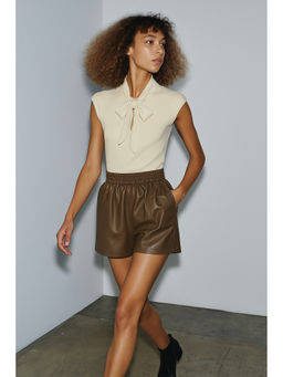 Belliskey - Womens Brown Faux Leather Short