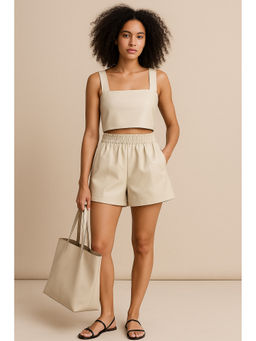 Belliskey - Womens Off White Faux Leather Short