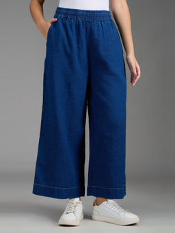 Pepe Jeans - Women Blue Wide Leg High Rise Pant