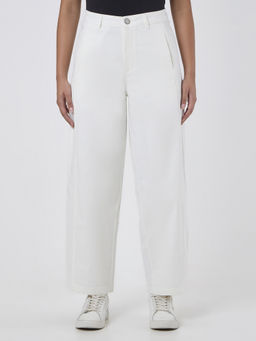 Pepe Jeans - Women Off White Mid Rise Tapered Pant