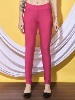 FFU - Pink Womens Full Length Solid Jeggings