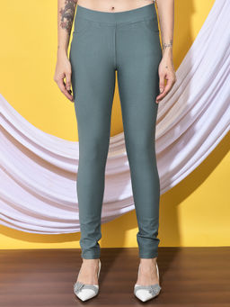 FFU - Green Womens Full Length Solid Jeggings