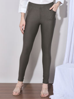 FFU - Olive Womens Full Length Solid Jeggings
