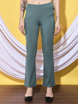 FFU - Green Womens Full Length Solid Straight Fit Jeggings