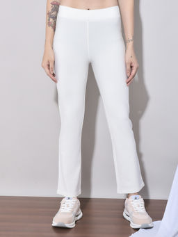 FFU - White Womens Full Length Solid Straight Fit Jeggings