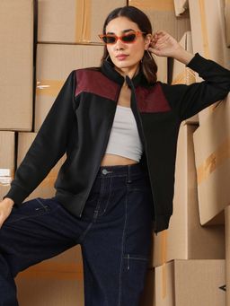 Campus Sutra - Women Mocha Brown and Onyx Black Jacket