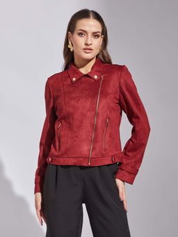 Latin Quarters - Women Maroon Casual Solid Jacket