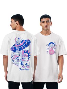 The Souled Store - Men Official Rick And Morty Aw Geez White Oversized T-shirts