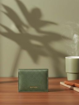 SILVIANO - Green Genuine Leather Bi Fold Wallet Rfid Gift Box Included 3 Card Slots