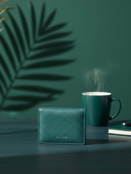 SILVIANO - Aqua Genuine Leather Bi Fold Wallet Rfid Gift Box Included 3 Card Slots