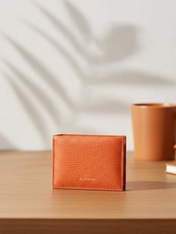 SILVIANO - Orange Genuine Leather Bi Fold Wallet Rfid Gift Box Included 3 Card Slots