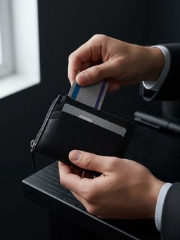 SILVIANO - Black Genuine Leather Luxury Zipper Wallet Rfid Gift Box Included