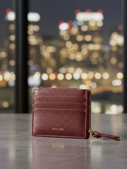 SILVIANO - Red Genuine Leather Luxury Zipper Wallet Rfid Gift Box Included