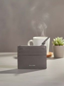 SILVIANO - Grey Genuine Leather Luxury Zipper Wallet Rfid Gift Box Included