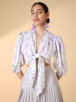 Okhai - Margarita Tie and Dye Modal Silk Front Tie Top