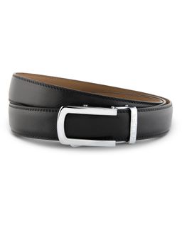 HALDEN - Vellano Black Belt with Classic Silver Glossy Buckle