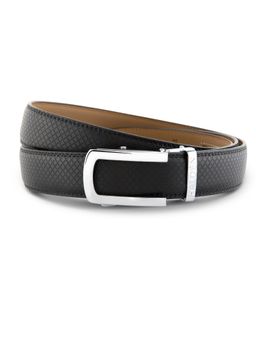 HALDEN - Theo Black Belt with Classic Silver Glossy Buckle