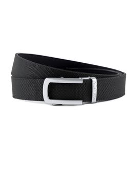 HALDEN - Canvas Black Belt with Classic Silver Glossy Buckle