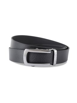 HALDEN - Grain Black Belt with Classic Silver Glossy Buckle