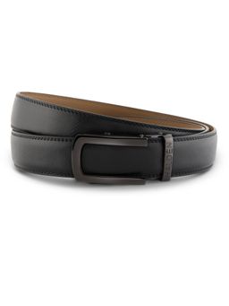 HALDEN - Vellano Black Belt with Classic Black Glossy Buckle