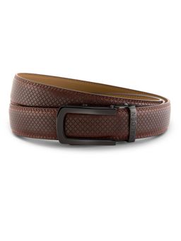HALDEN - Theo Brown Belt with Classic Black Glossy Buckle