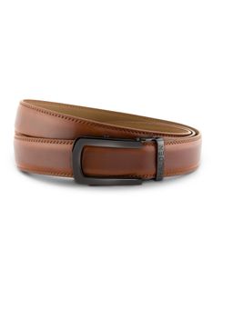 HALDEN - Burley Tan Belt with Classic Black Glossy Buckle