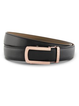 HALDEN - Vellano Black Belt with Classic Rose Gold Matt Buckle