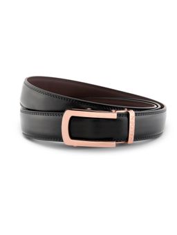 HALDEN - Burley Black Belt with Classic Rose Gold Matt Buckle