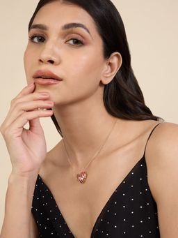 Isharya - Ruby Heartbeat Necklace 18Kt Gold Plated