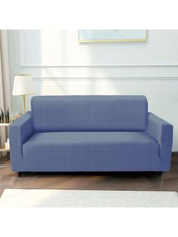 HomeTown - Essentials Quilted Strechable 3 Seater Sofa Cover in Blue Colour