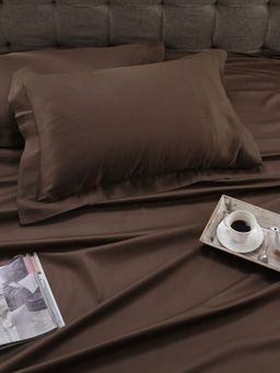 Maspar - Colorart Clemente Self Jacquard 200Tc Cotton Chocolate Chip King Bedsheet & 2 Pillow Covers