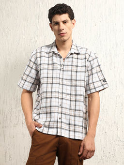 Hubberholme - Classic Oversized waffle Checked Cotton Casual Shirt