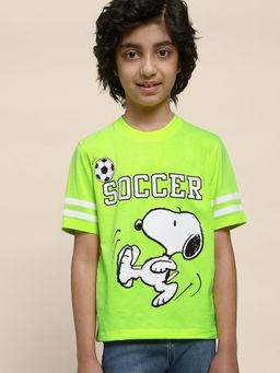 Kidsville - Kids Boys Peanuts Neon Green Printed T-Shirt