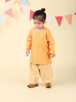 Fabindia - Yellow Viscose Silk Kurta with Pyjama