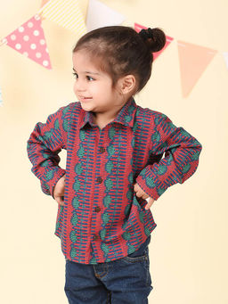 Fabindia - Navy Blue Cotton Printed Shirt
