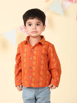 Fabindia - Rust Cotton Printed Shirt