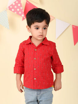 Fabindia - Red Cotton Ikat Shirt