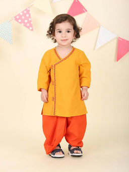 Fabindia - Yellow Cotton Kurta with Dhoti