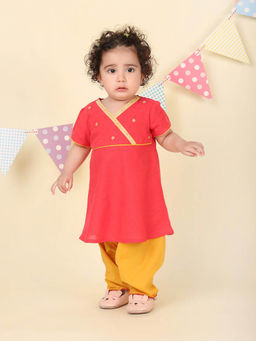 Fabindia - Pink Cotton Striped Kurta with Salwar