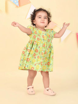 Fabindia - Green Cotton Printed Dress