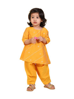 Fabindia - Yellow Cotton Silk Kurta with Salwar
