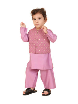 Fabindia - Lavender Kurta with Pyjama and Nehru Jacket